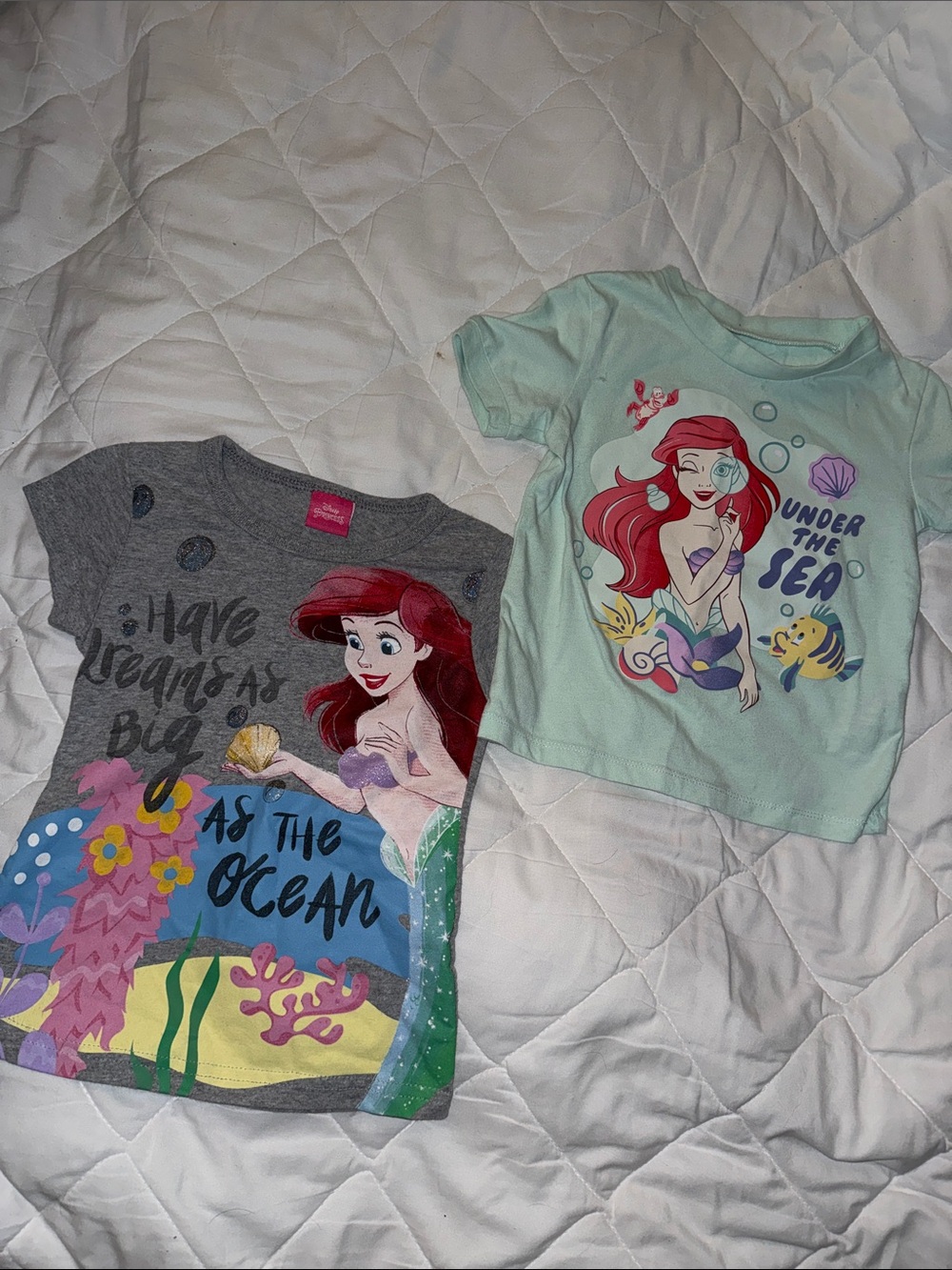 2-3T Disney Ariel Girls' Tee Set - Gray & Mint under the sea